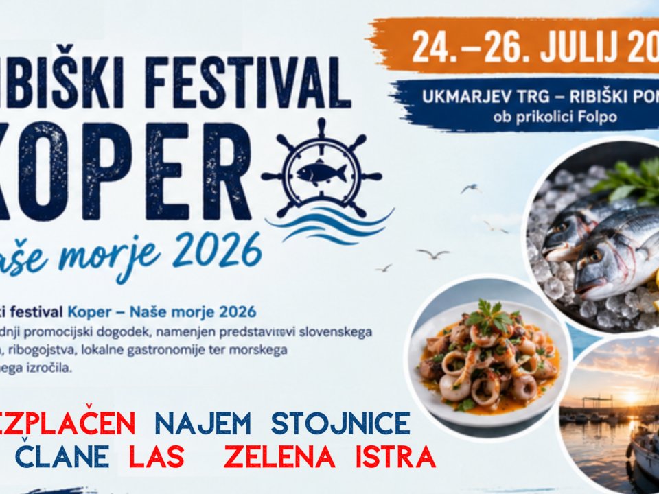Brezplačen najem stojnice: Ribi&scaron;ki festival Koper &ndash; Na&scaron;e morje 2026